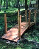 handcrafted cedar post and rope rail bridge 12ft long