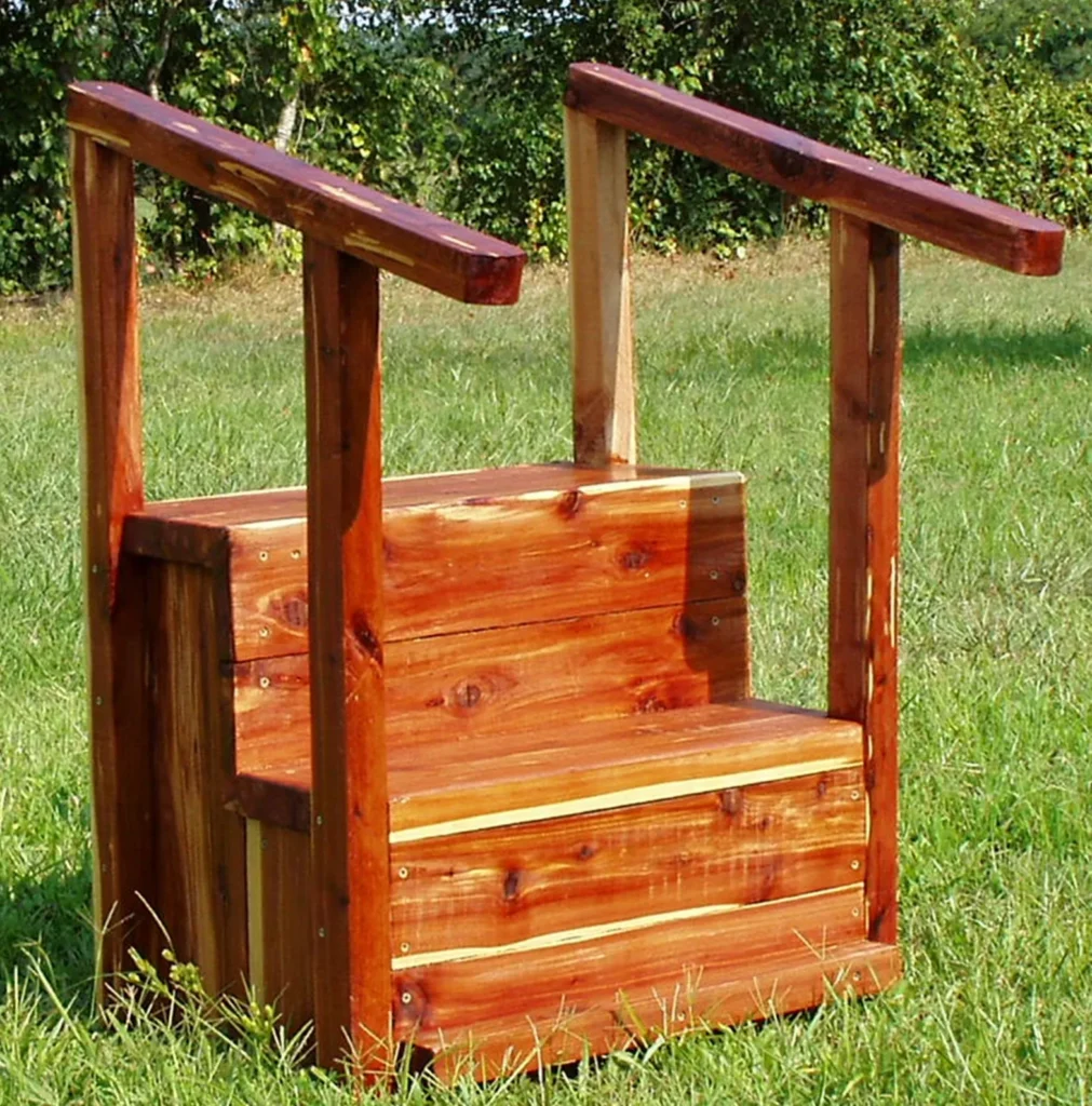 handcrafted cedar mobile home steps made from solid wood